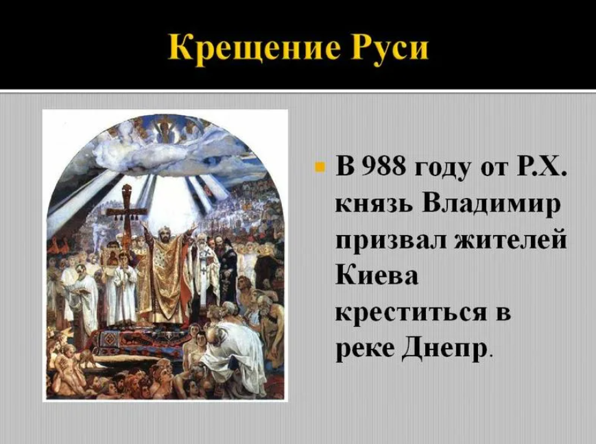 В каком веке христианство стало. 988 Крещение Руси Владимиром. 988 Год, крещение рус князь. Князь крестивший Русь в 988.