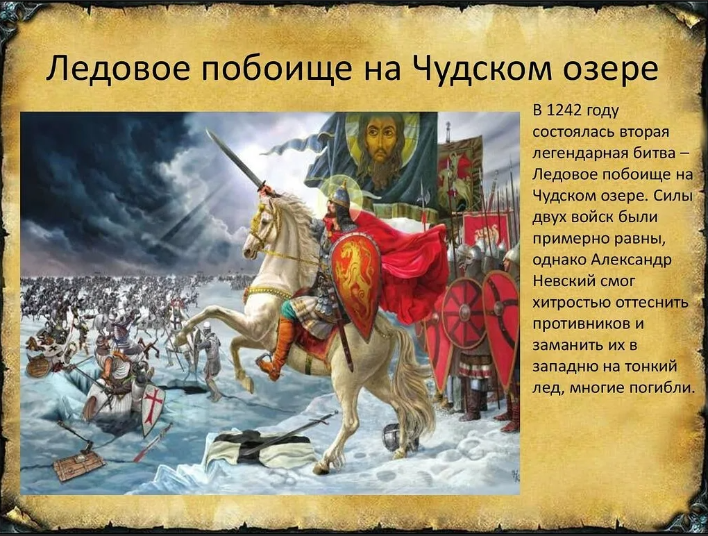 Князь одержавший победу на чудском озере. Битва Ледовое побоище 1242.